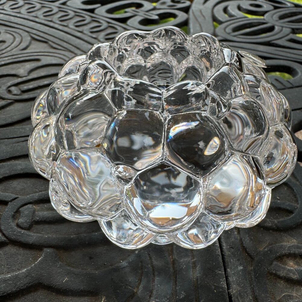 Vintage Swedish Orrefors Glass Raspberry Votive Tealight candle Holder Decor